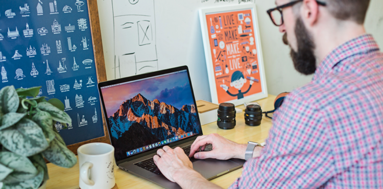 Man working on computer in office