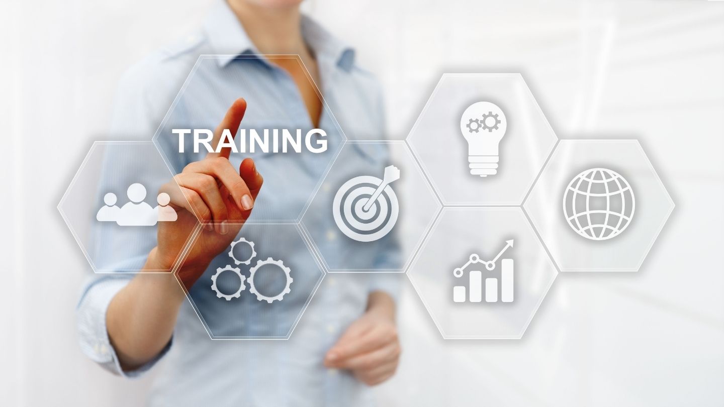 "Training" icons with woman